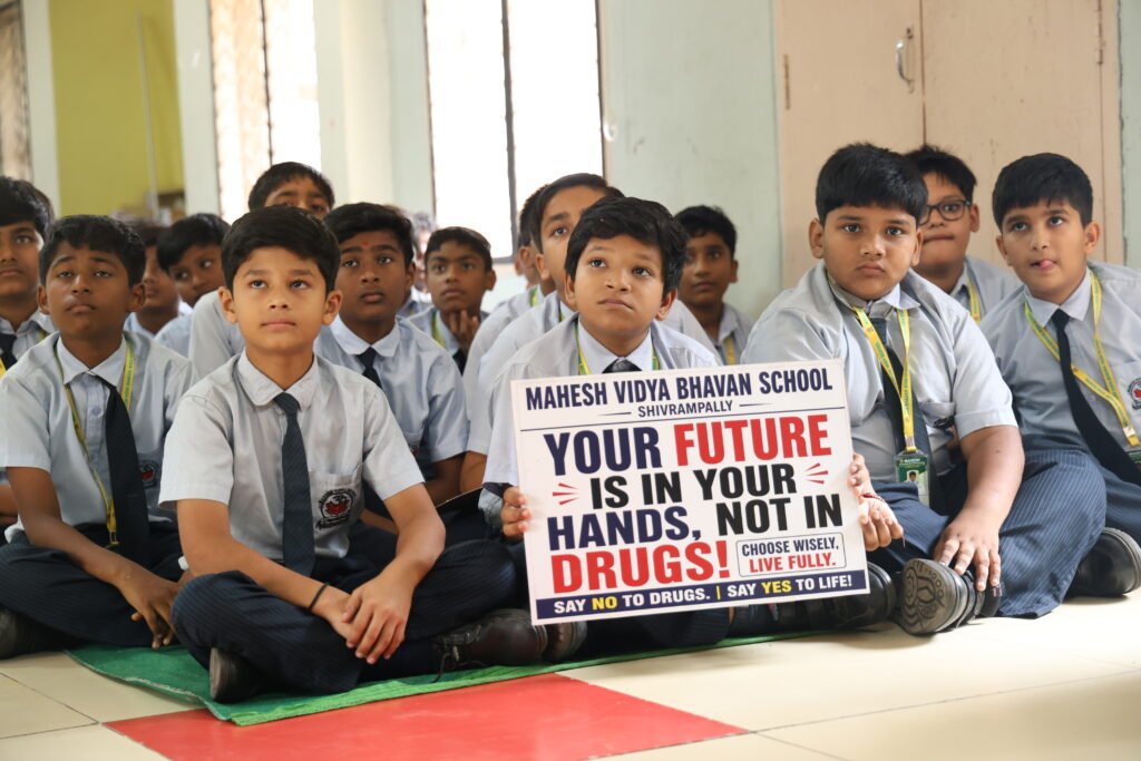 Truth about drugs, united Voters Social Foundation, Mahesh Vidya Bhavan School, Hyderabad